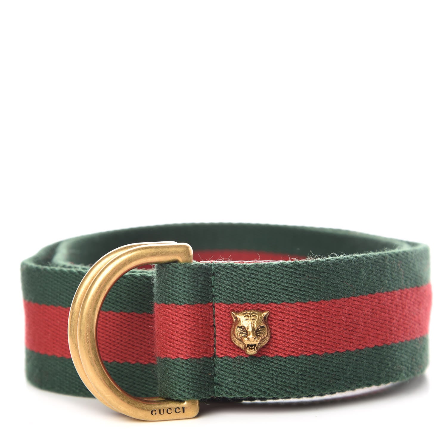 Gucci Web Feline D Ring Belt 70 28 Red Green 1 of 5