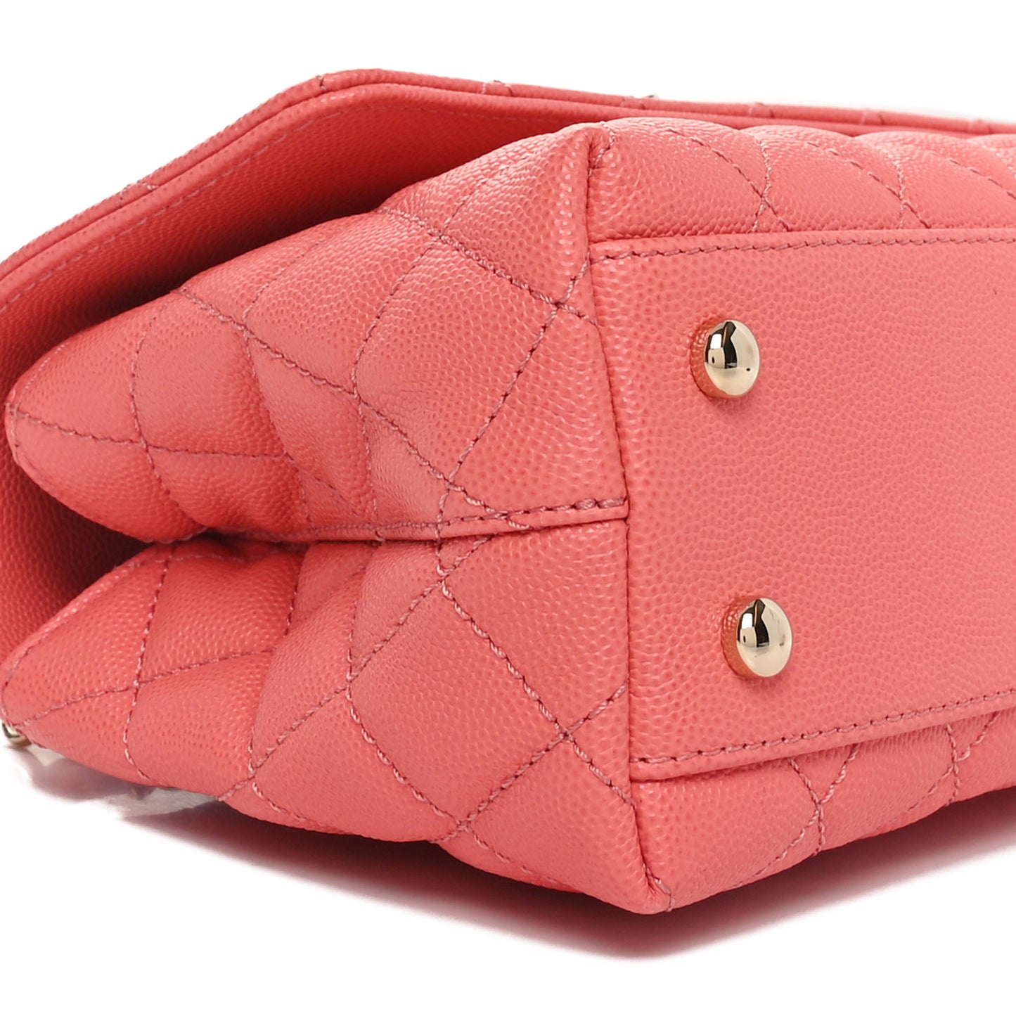 Caviar Quilted Mini Coco Handle Flap Coral