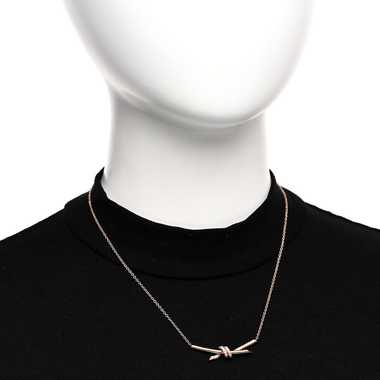 18K Rose Gold Diamond Knot Necklace