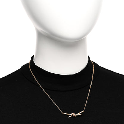 Tiffany 18K Rose Gold Diamond Knot Necklace 2 of 5