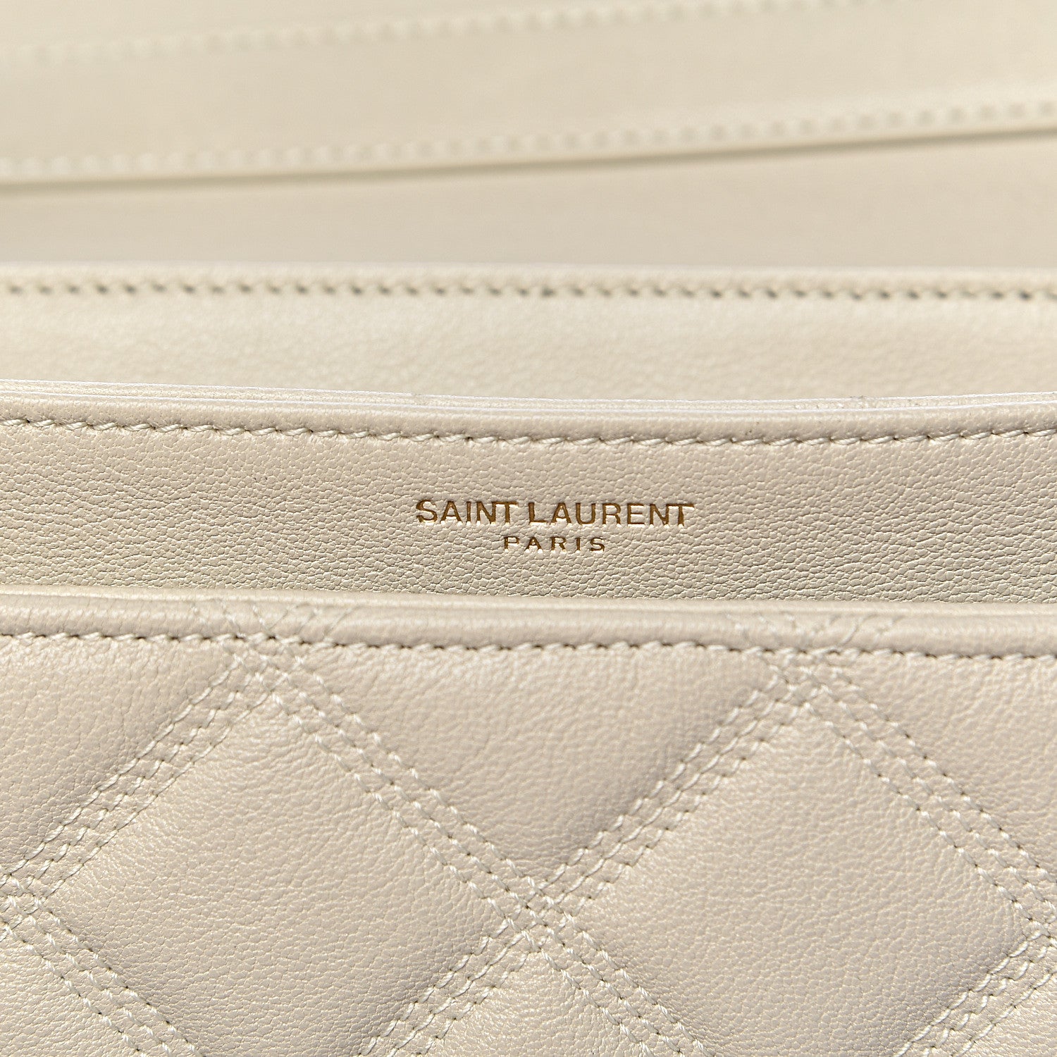 Saint Laurent Lambskin Quilted Small Becky Chain Bag Blanc Vintage 6 of 10