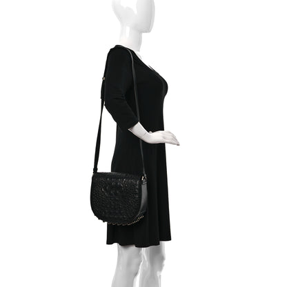Alexander Wang Calfskin Crocodile Embossed Small Lia Sling Black Pale Gold Hardware 2 of 13