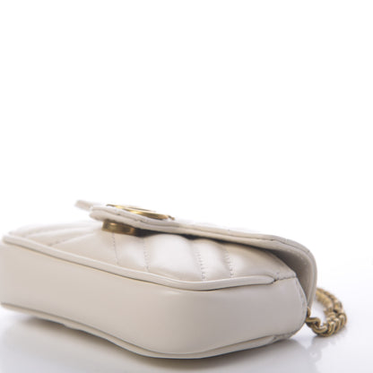 Gucci Calfskin Matelasse Heart GG Marmont 2.0 Coin Purse On A Chain Mystic White 7 of 10