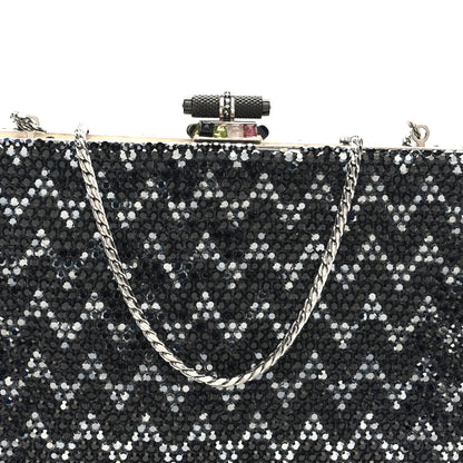 Judith Leiber Swarovski Crystal Minaudiere Clutch Black Silver 8 of 10