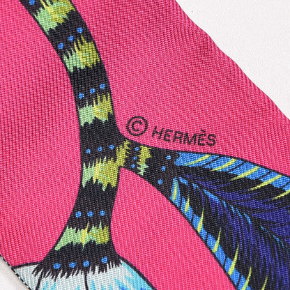 Hermes Silk The Savana Dance Twilly Rose Indien Indigo Vert 5 of 5