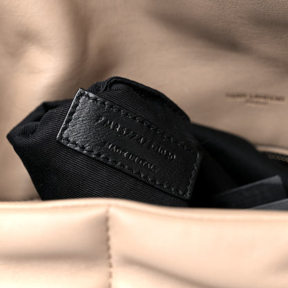 Saint Laurent Lambskin Quilted Small Loulou Puffer Monogram Chain Satchel Dark Beige 8 of 11