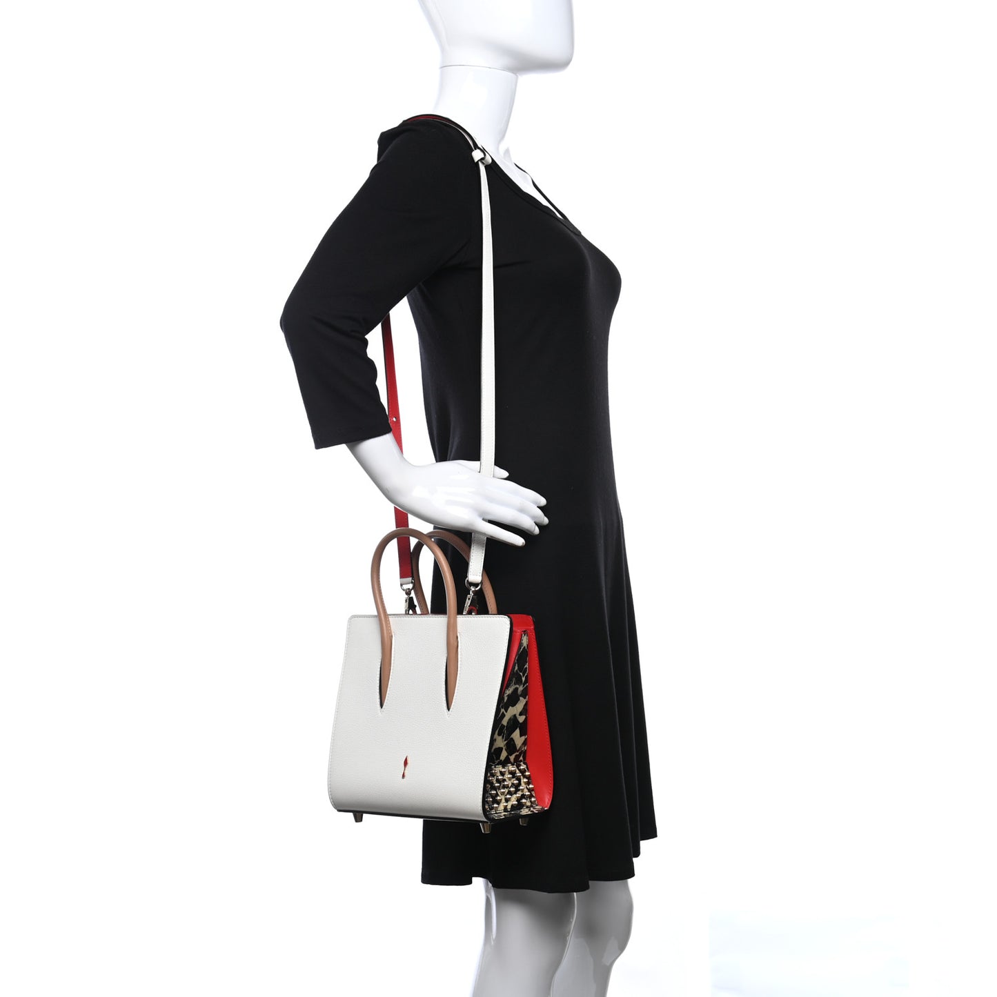 Calfskin Patent Studded Small Paloma White