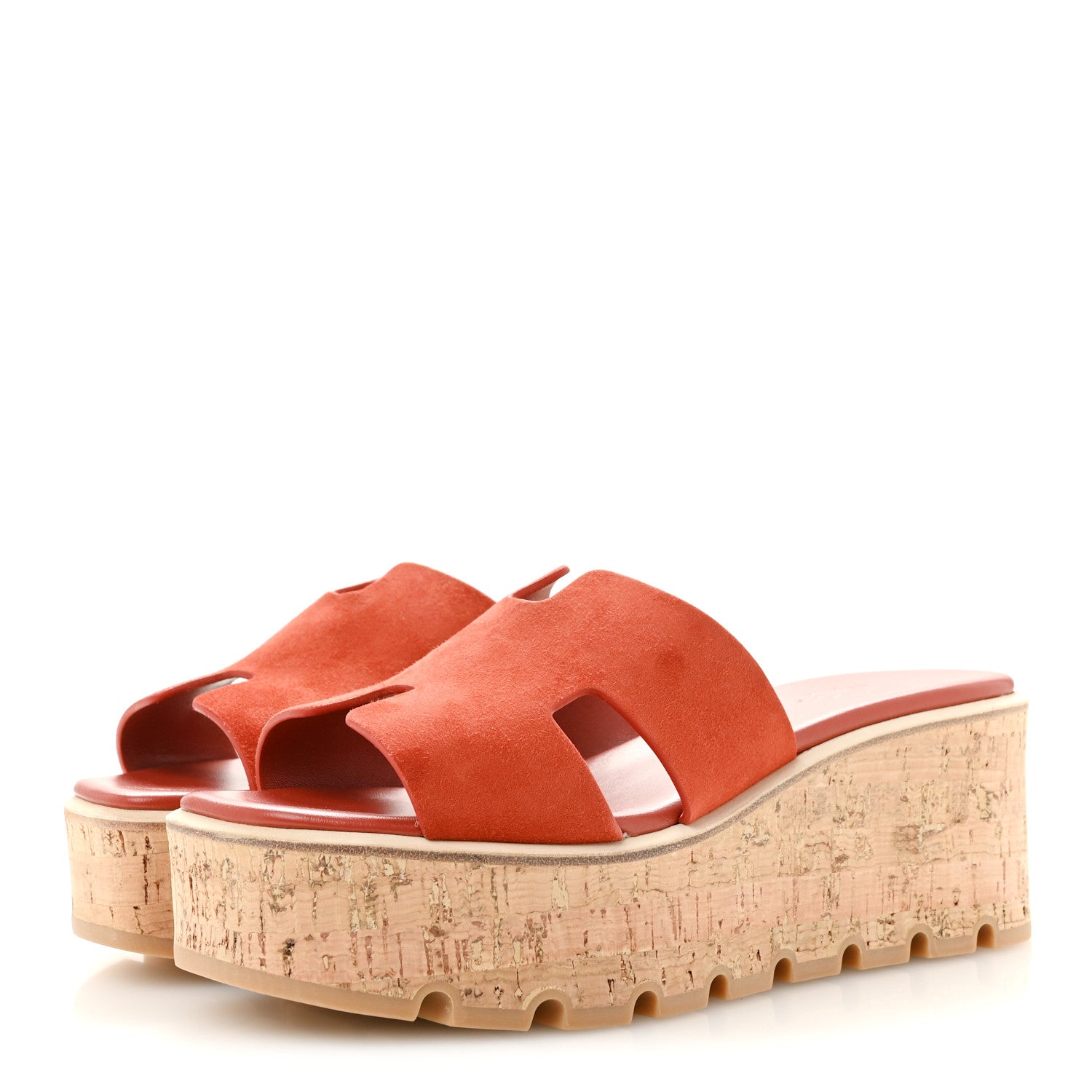 Hermes Suede Goatskin Cork Eze 30 Sandals 40 Orange Brulee 4 of 10