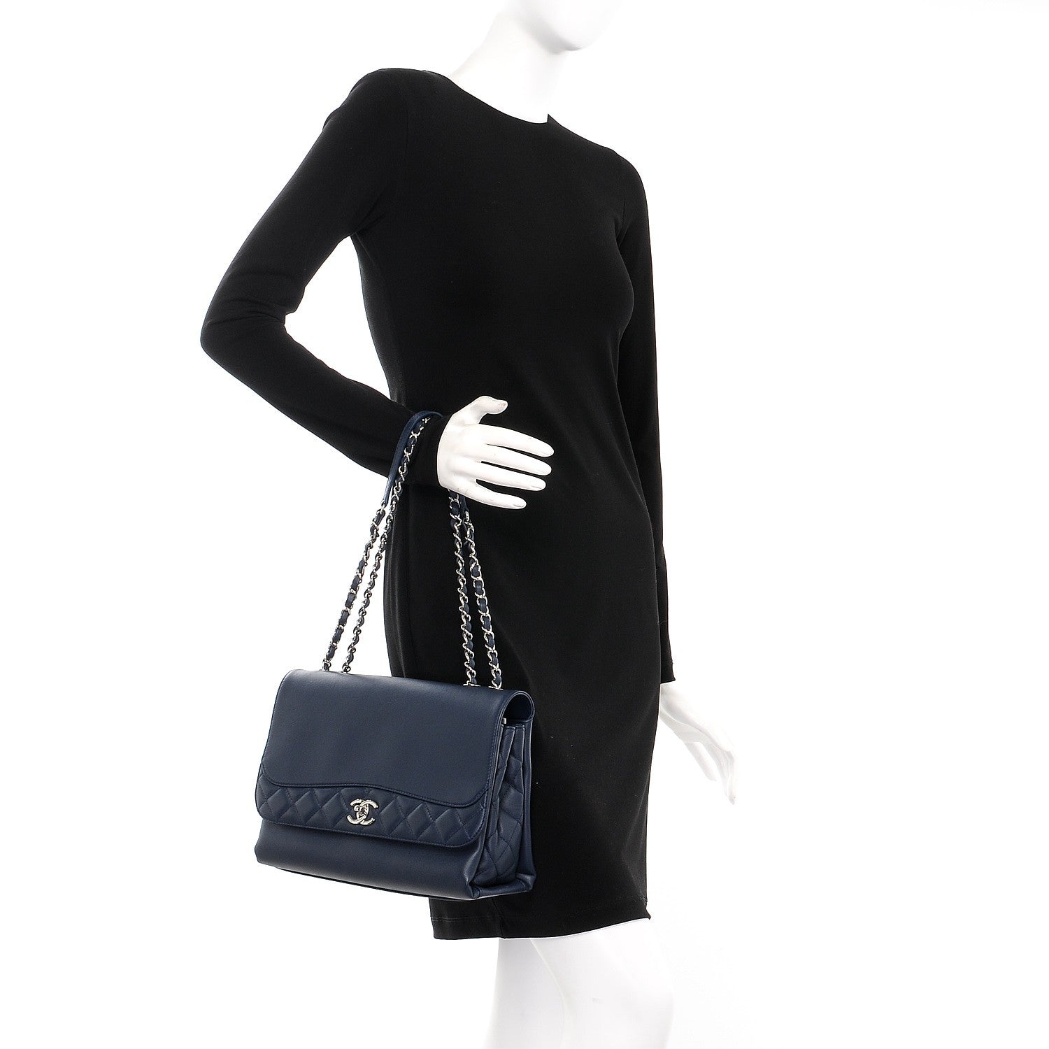 Chanel Calfskin Jumbo Tramezzo Flap Navy 2 of 9