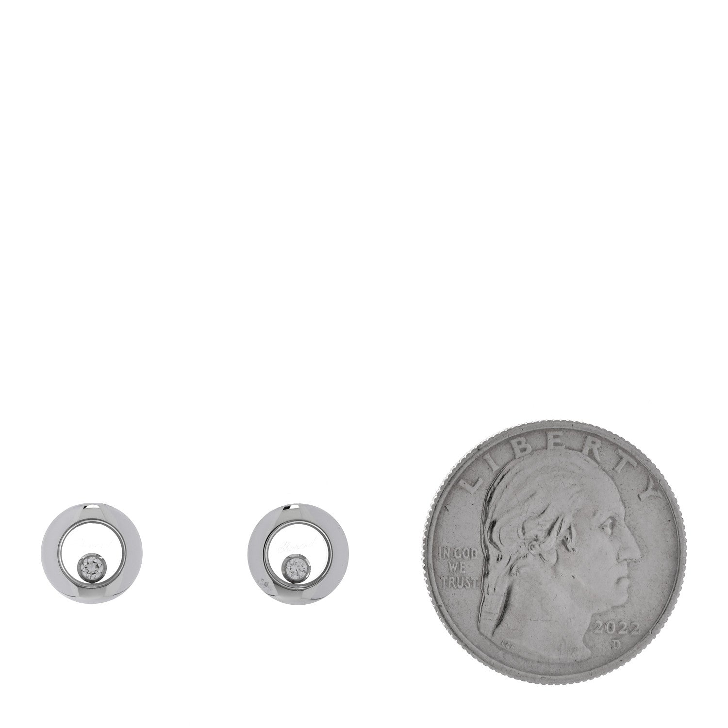 Chopard 18K White Gold Diamond Happy Diamond Earrings 2 of 4