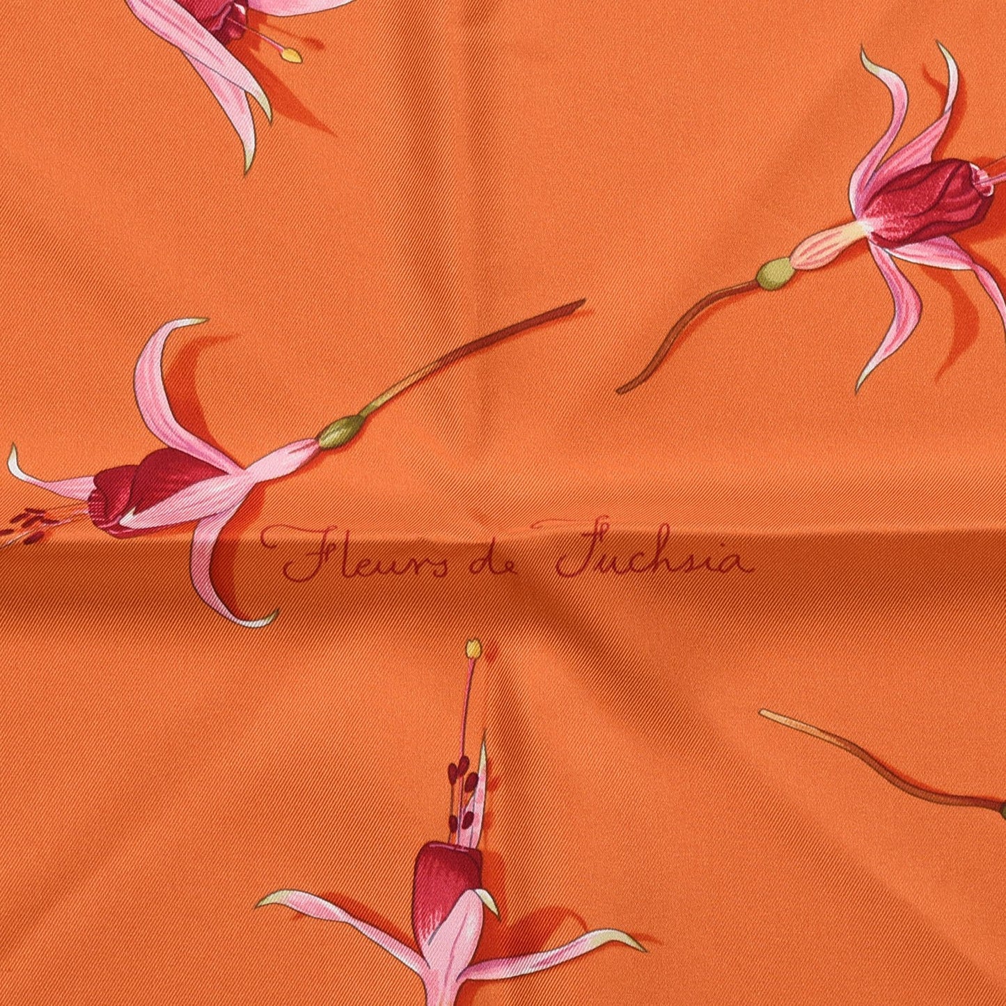 Silk Fleurs De Fuchsia Scarf 90 Orange