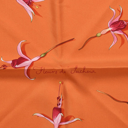 Hermes Silk Fleurs De Fuchsia Scarf 90 Orange 3 of 6
