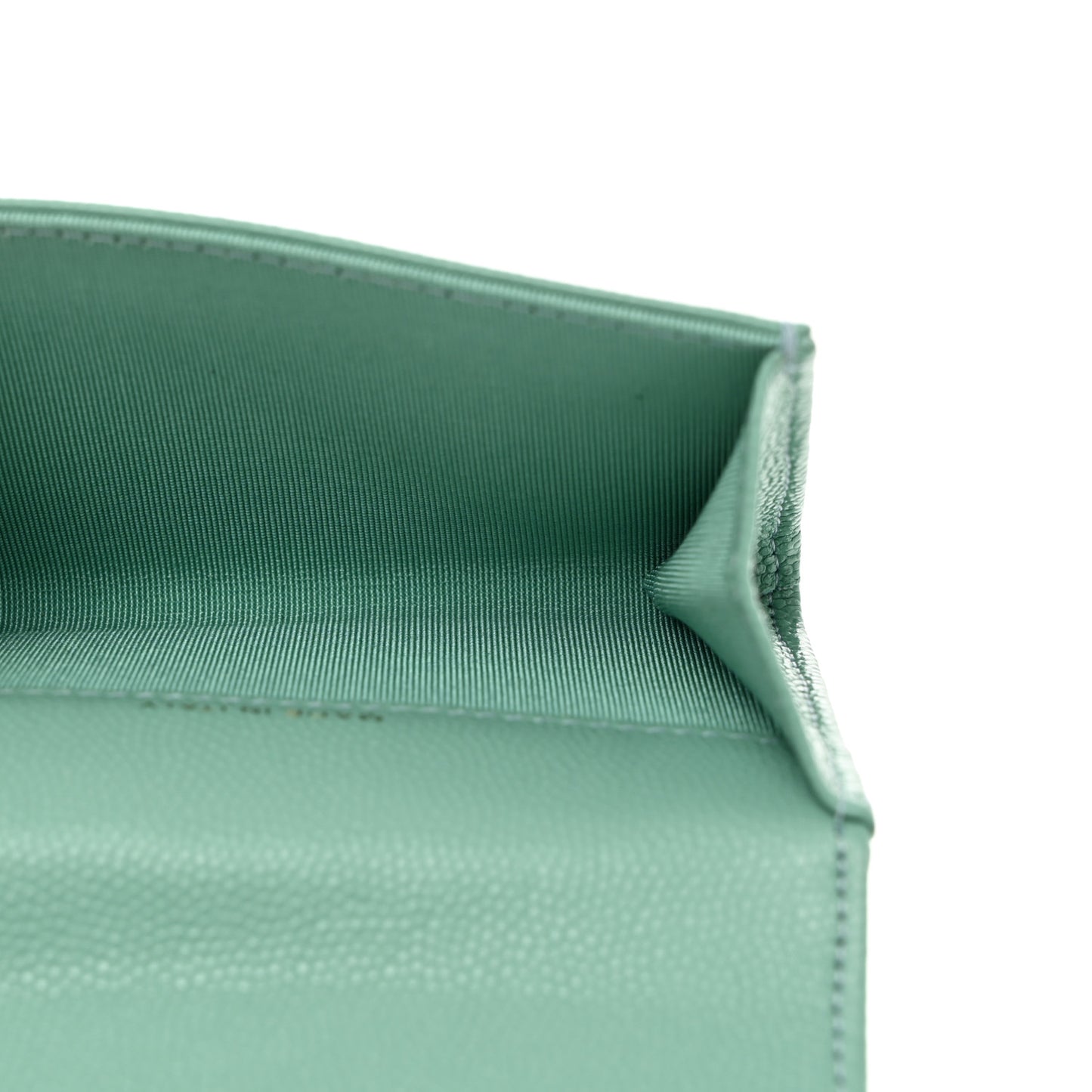 Caviar Quilted Flap Card Holder Wallet Light Green