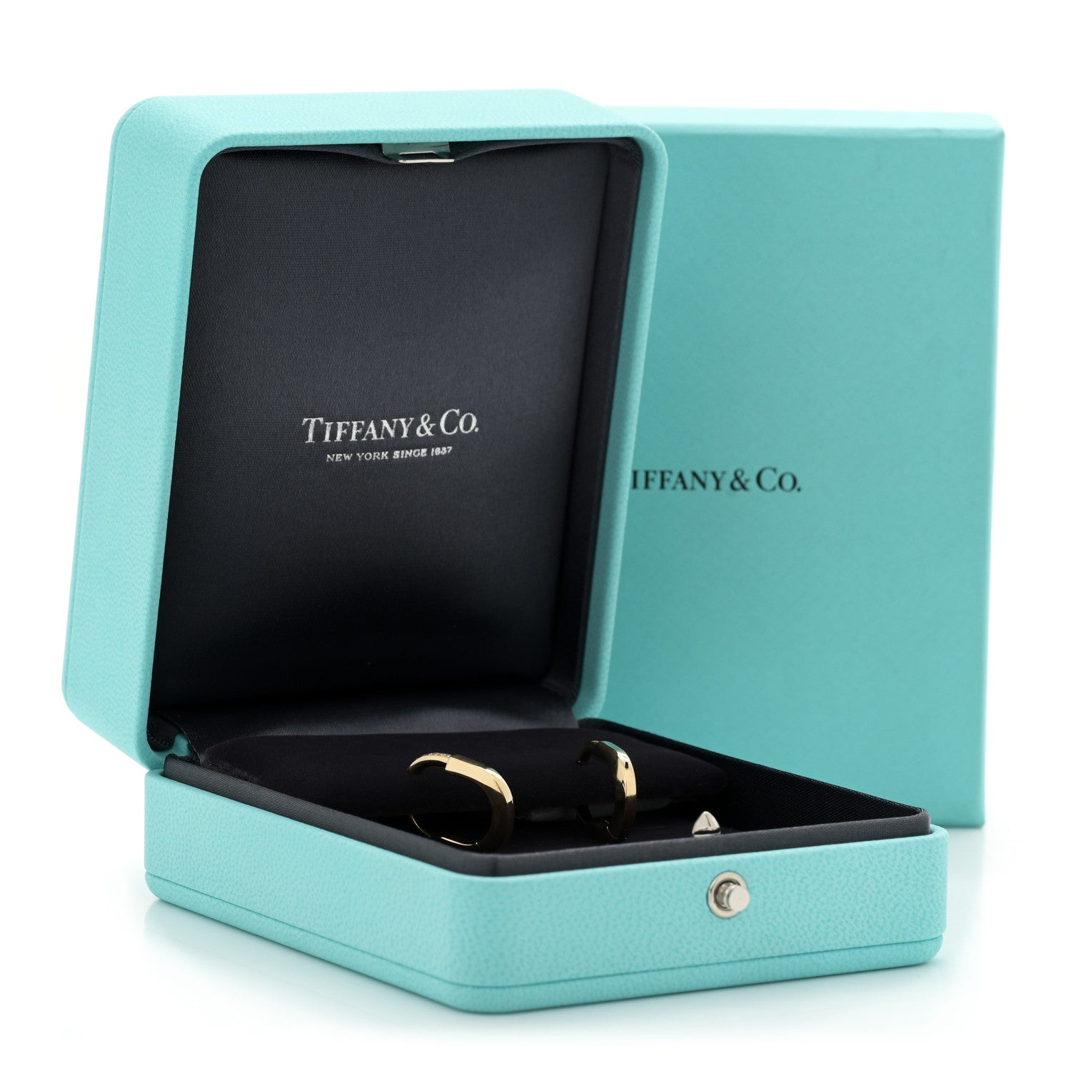 Tiffany 18K Yellow Gold Diamond Small Lock Earrings 5 of 5