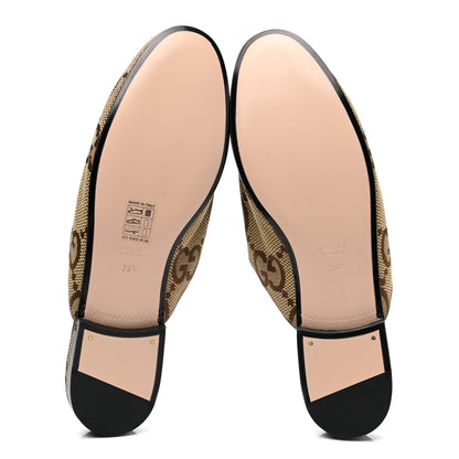 Gucci Monogram Jumbo GG Malaga Kid Womens Princetown Slippers 39.5 Camel Ebony New Acero Beige 5 of 8
