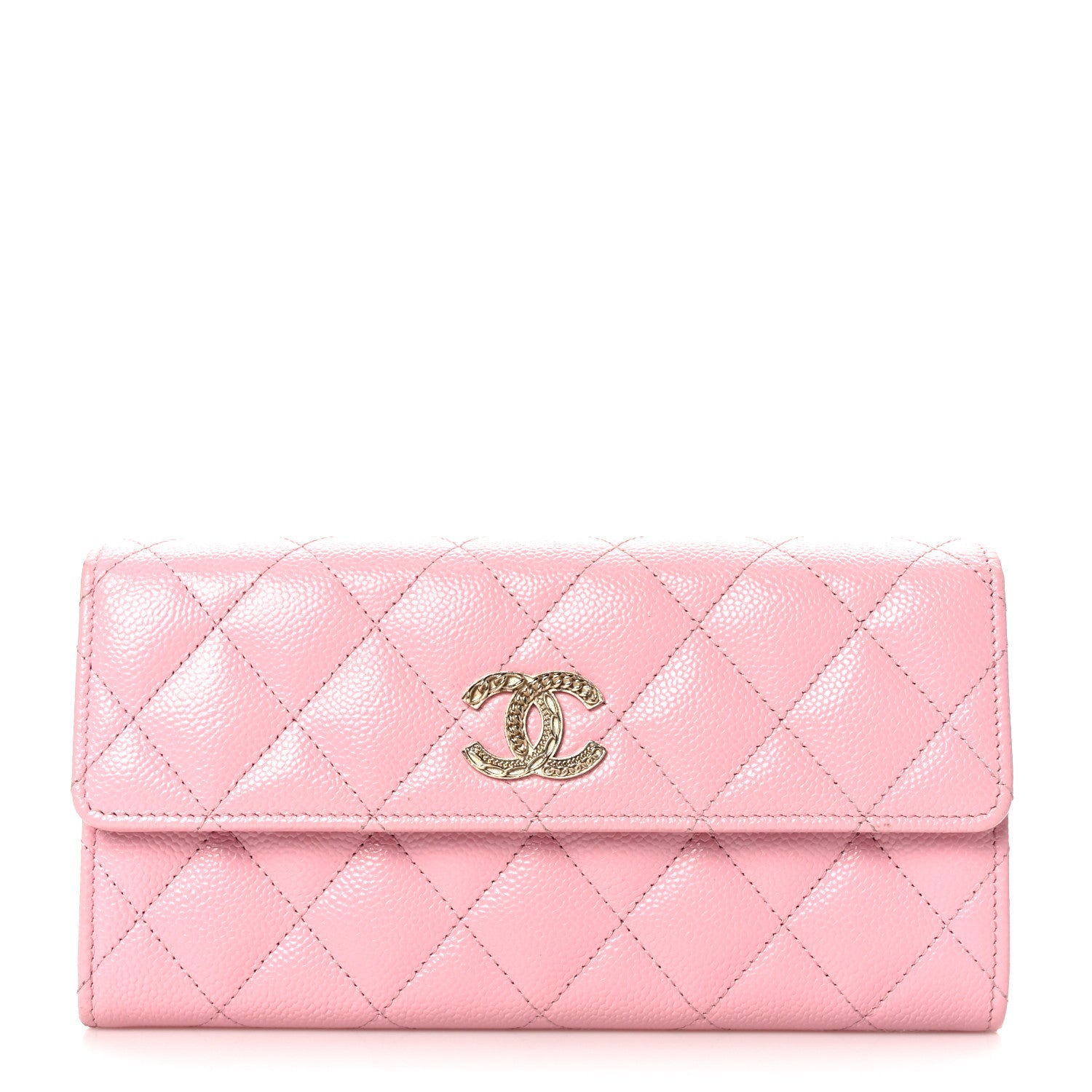 Chanel Caviar Quilted Chain CC Long Flap Wallet Pink 1 of 9