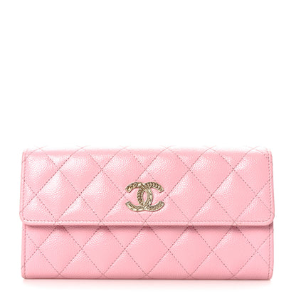 Chanel Caviar Quilted Chain CC Long Flap Wallet Pink 1 of 9