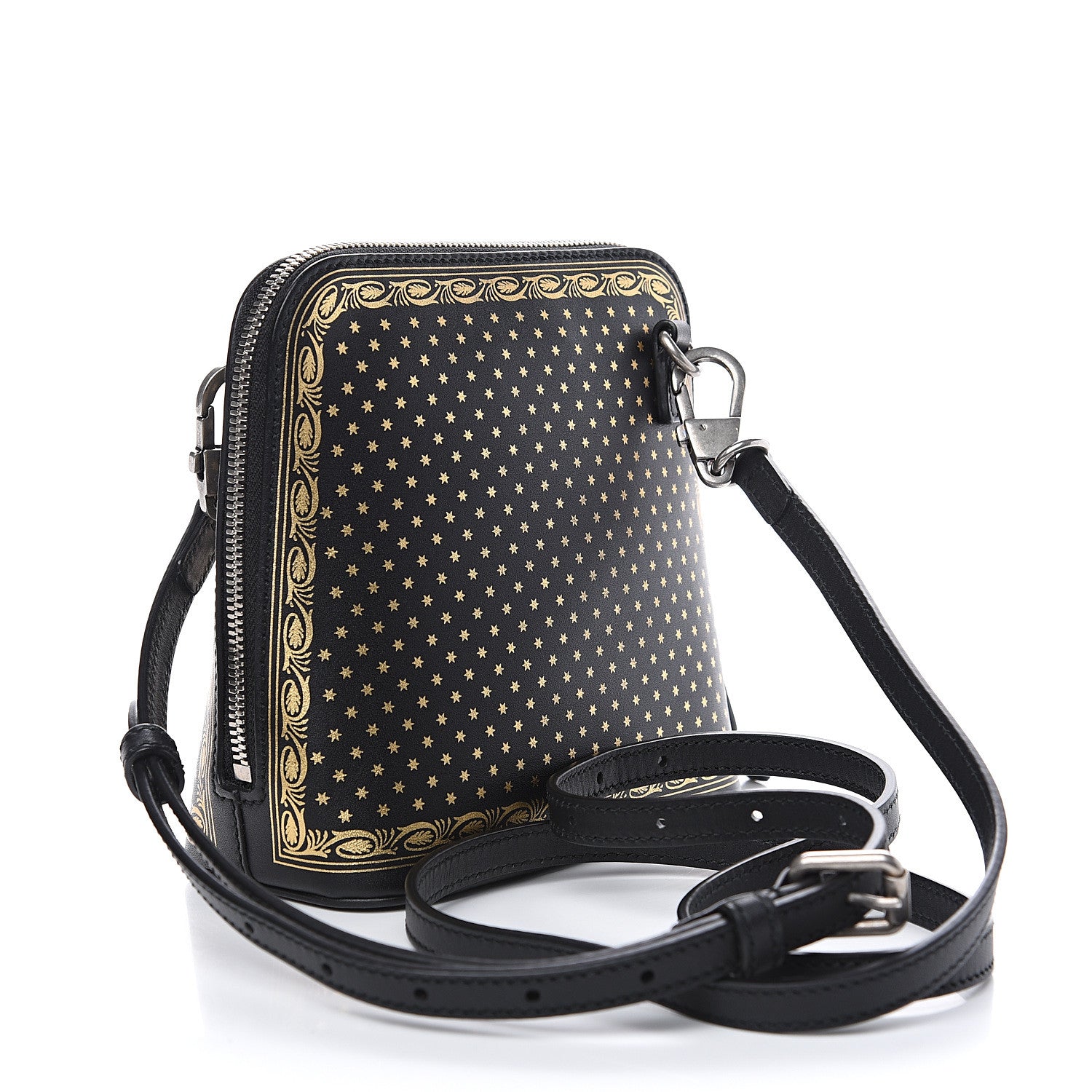 Gucci X SEGA Calfskin GUCCY Stars Mini Dome Shoulder Bag Black Gold 2 of 8
