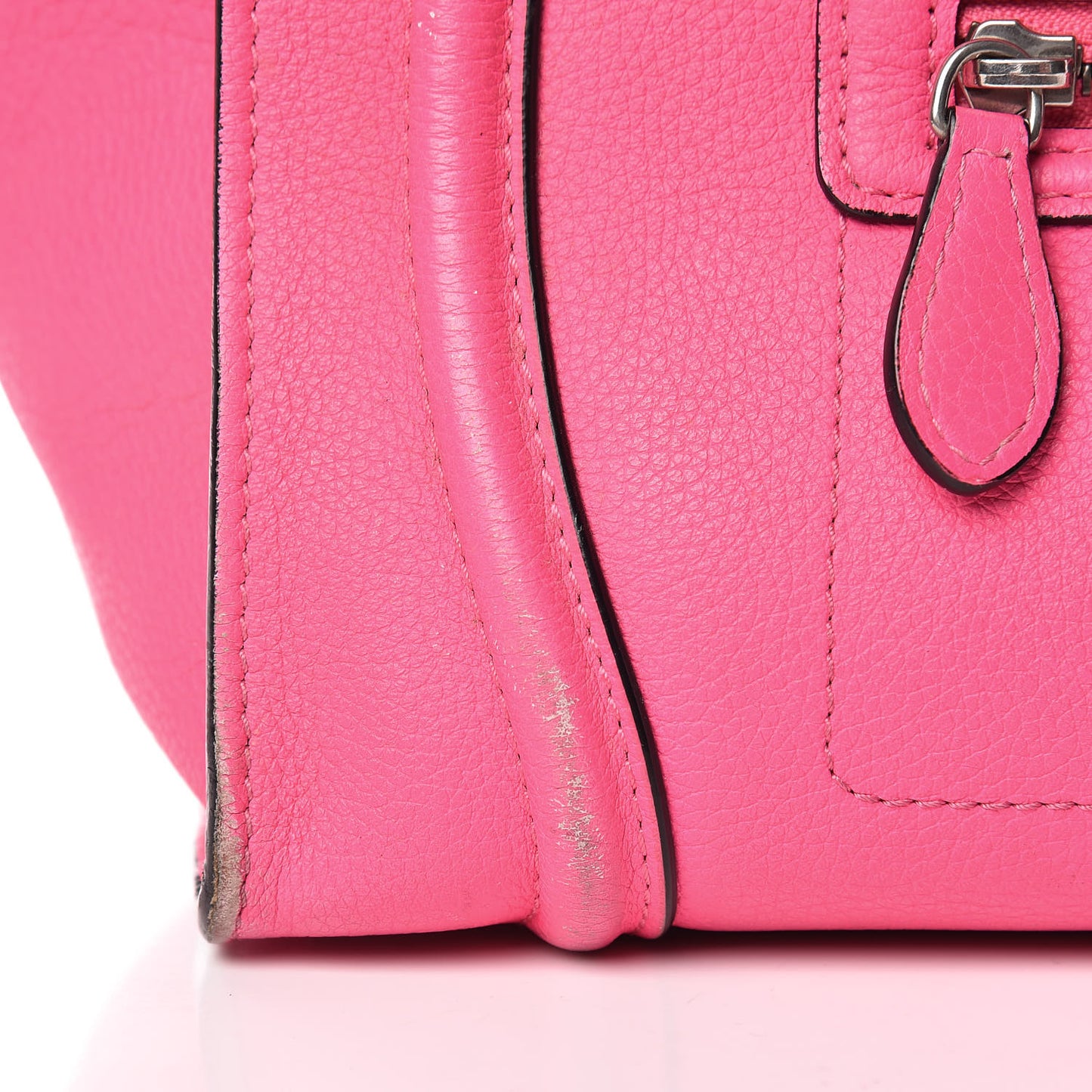 Drummed Calfskin Mini Luggage Fluo Pink