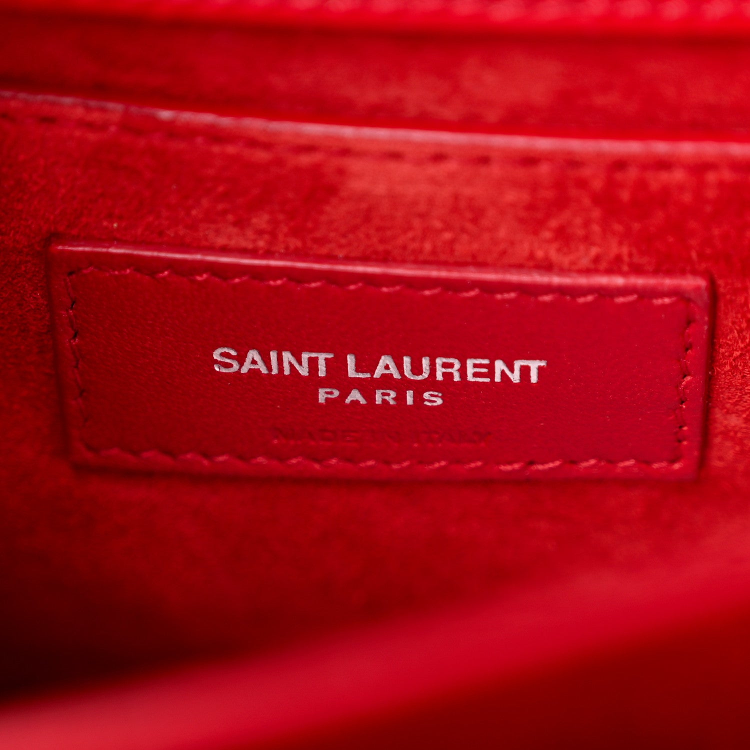 Saint Laurent Calfskin Crocodile Embossed Medium Monogram Sunset Rouge Eros 6 of 10
