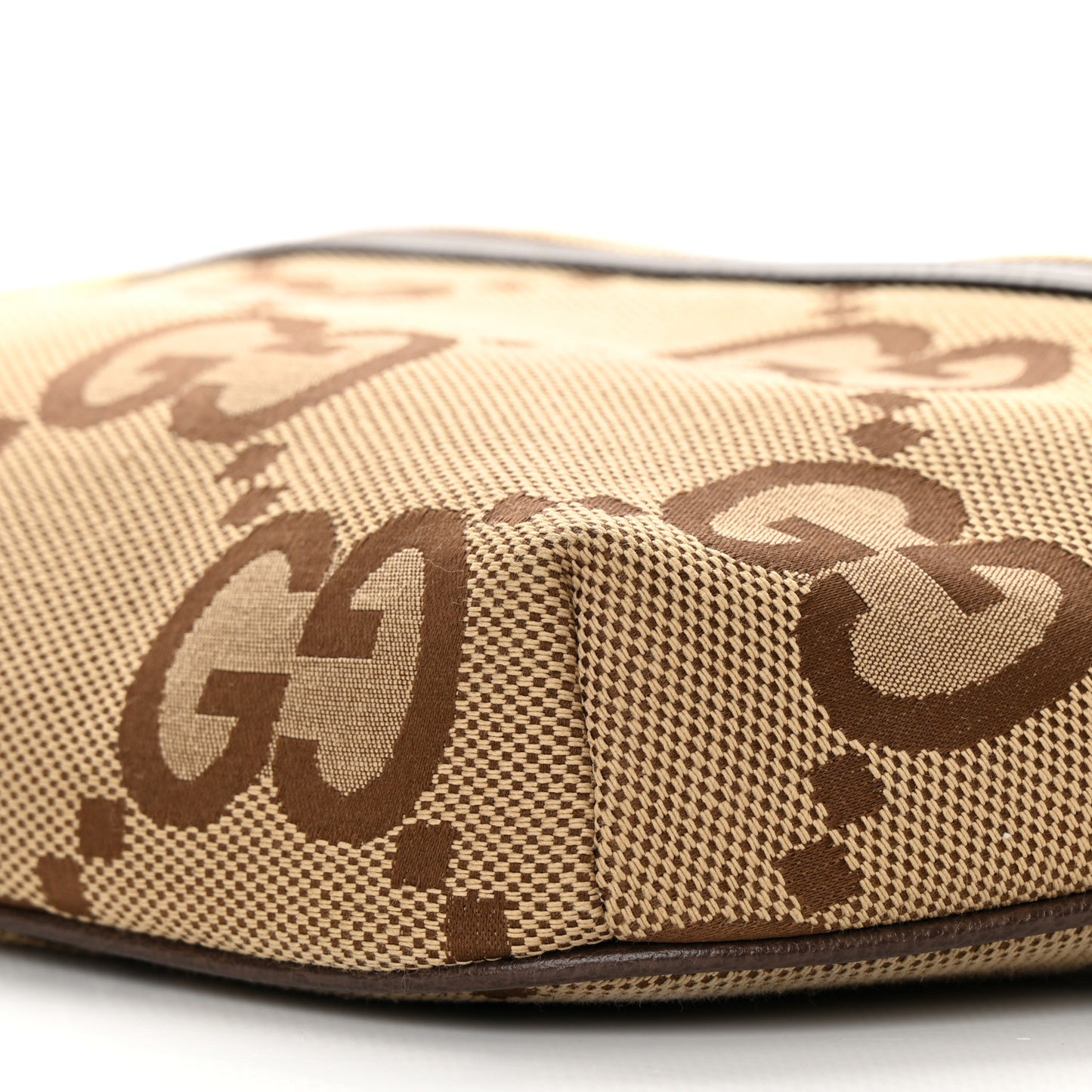Monogram Jumbo GG Textured Dollar Calfskin Web Belt Bag Camel Ebony New Acero