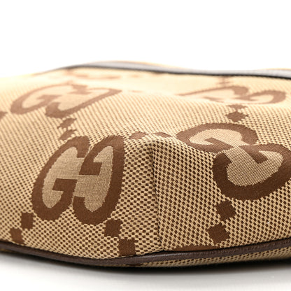 Gucci Monogram Jumbo GG Textured Dollar Calfskin Web Belt Bag Camel Ebony New Acero 10 of 10