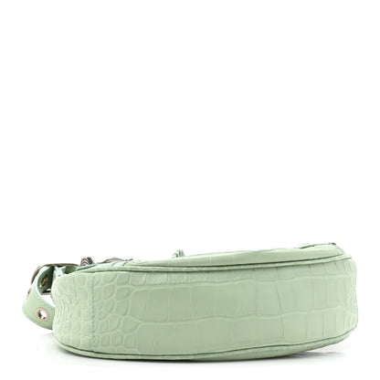 Balenciaga Extra Supple Calfskin Crocodile Embossed Le Cagole Shoulder Bag XS Light Green 4 of 10