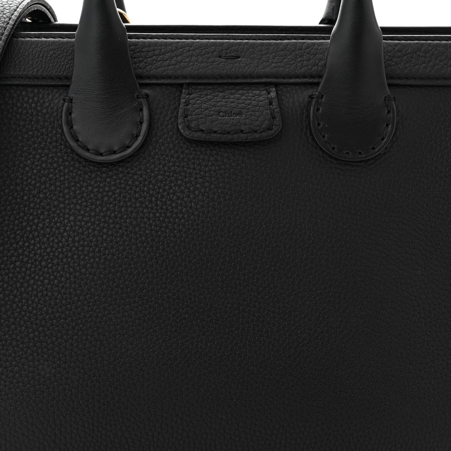 Grained Calfskin Small Edith Top Handle Bag Black