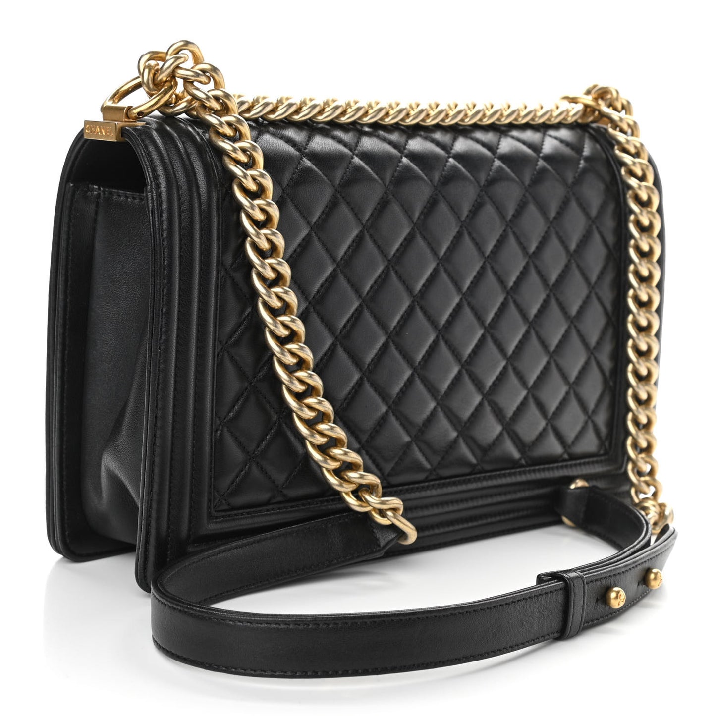 Lambskin Quilted New Medium Boy Flap Black