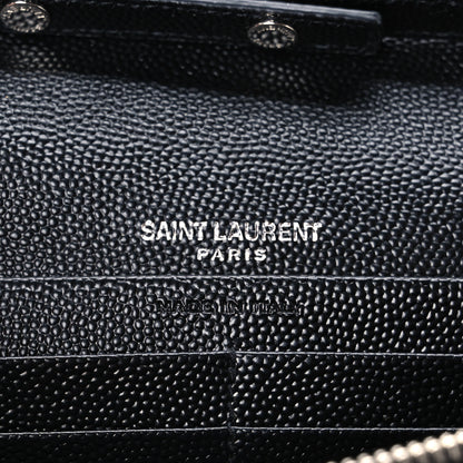 Saint Laurent Grain De Poudre Matelasse Chevron Monogram Chain Wallet Black 5 of 9