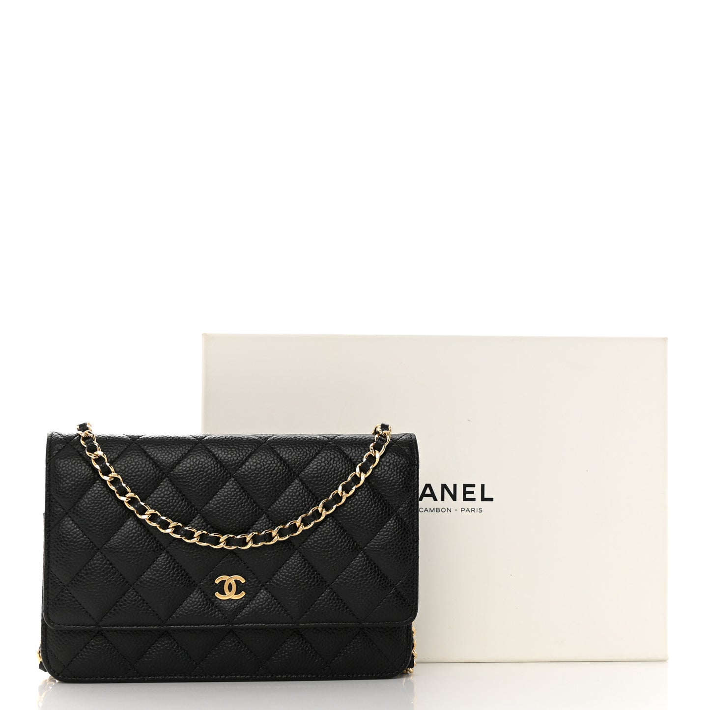 Caviar Quilted Wallet on Chain WOC Black