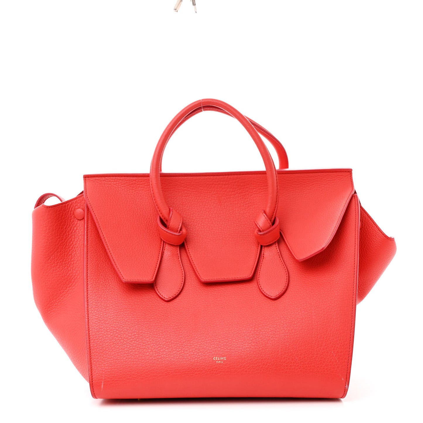 Crisped Calfskin Small Tie Knot Tote Vermillion