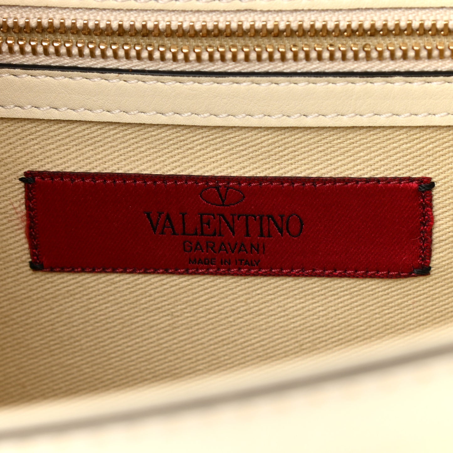 Vitello Medium Glam Lock Rockstud Flap Light Ivory