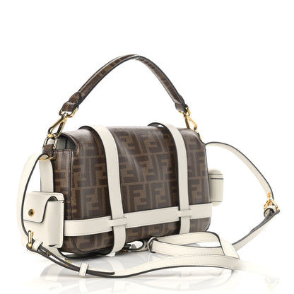 Fendi Glazed Fabric Vitello Century FF 1974 Large Baguette Cage Mogano Panna White Ice 3 of 11