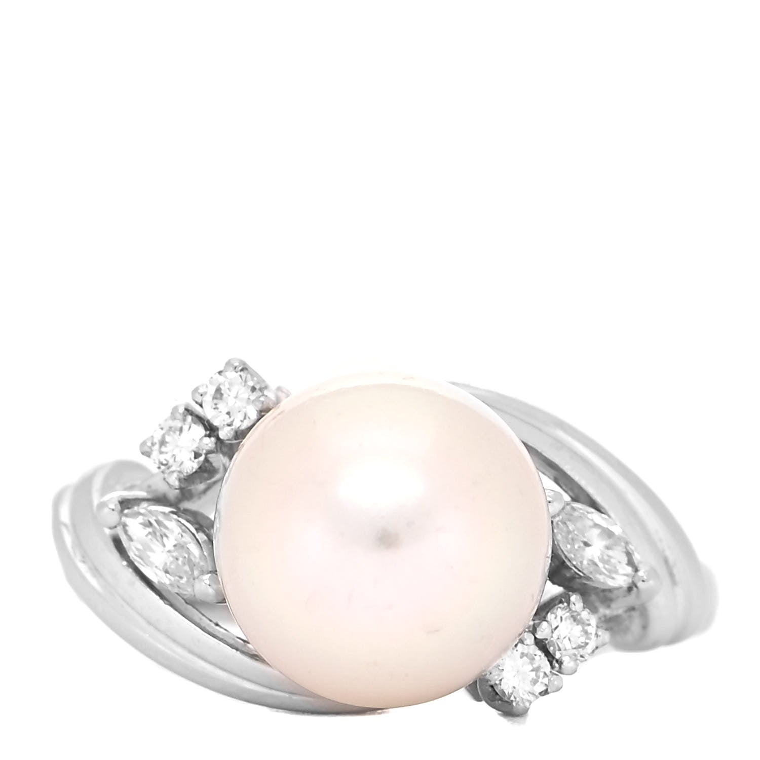Mikimoto Platinum Diamond Akoya Pearl 9mm Ring 48 4.5 1 of 6