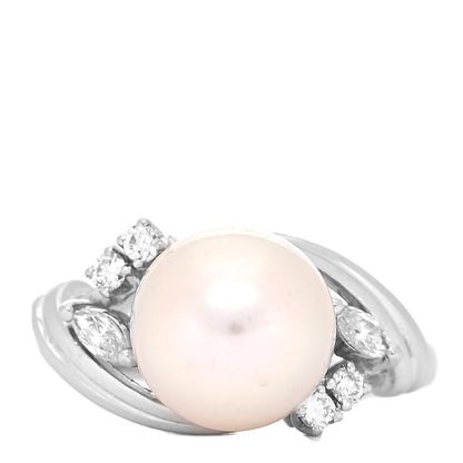 Mikimoto Platinum Diamond Akoya Pearl 9mm Ring 48 4.5 1 of 6