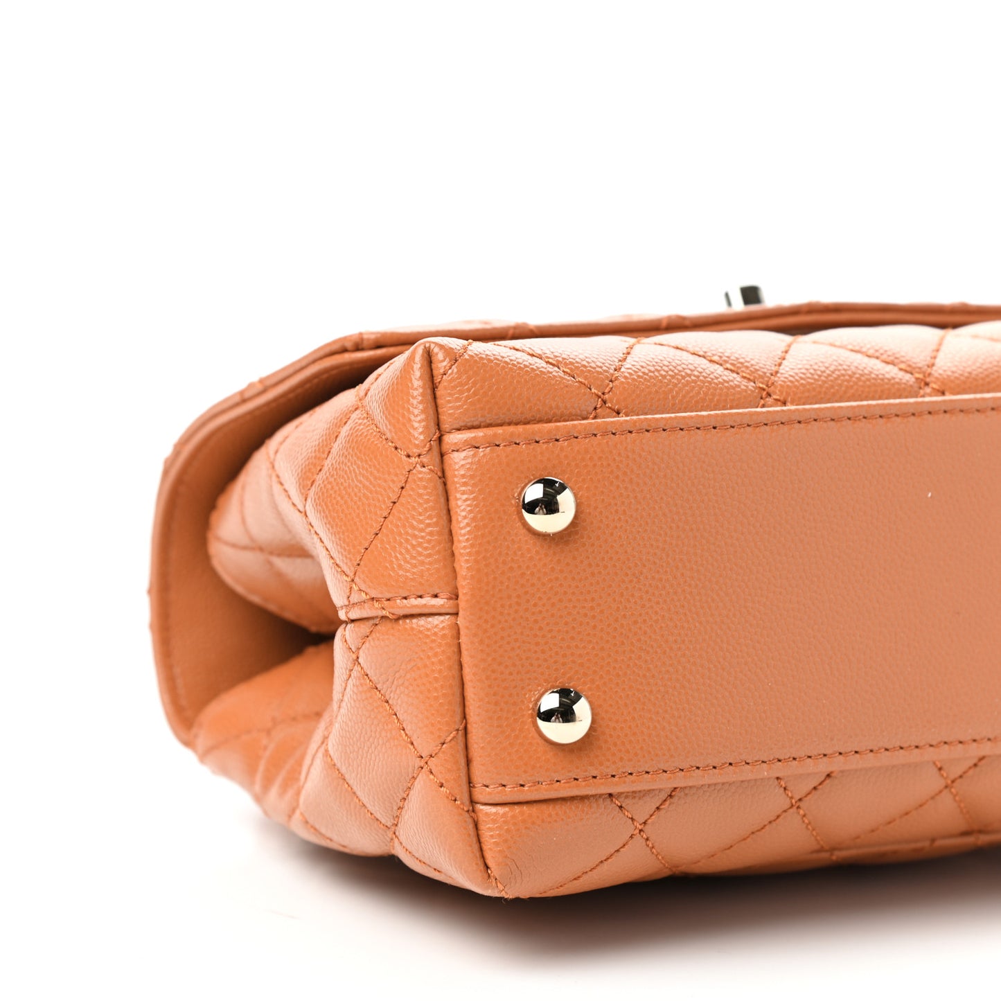 Caviar Quilted Mini Coco Handle Flap Light Brown