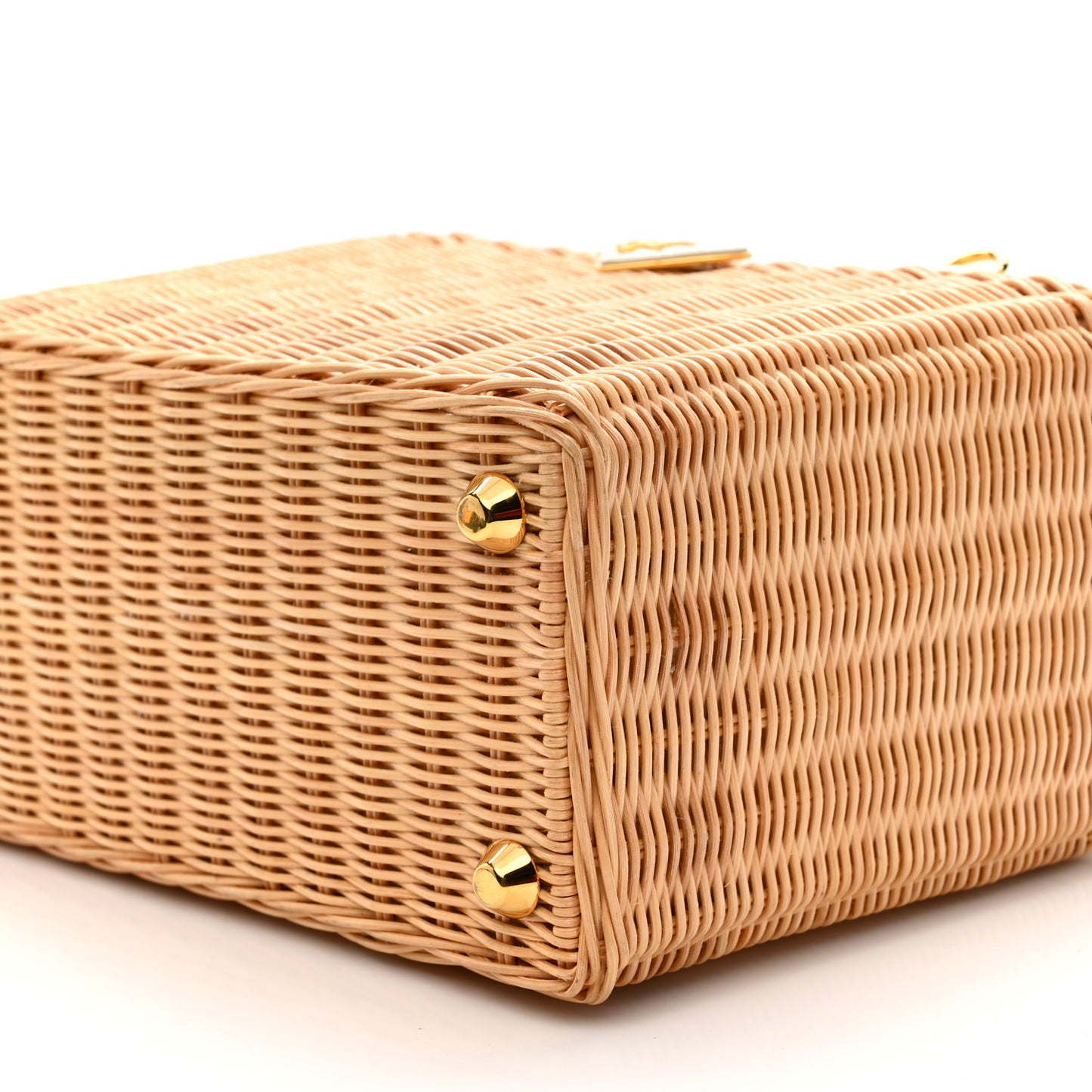Wicker Canvas Tote  Naturale  White