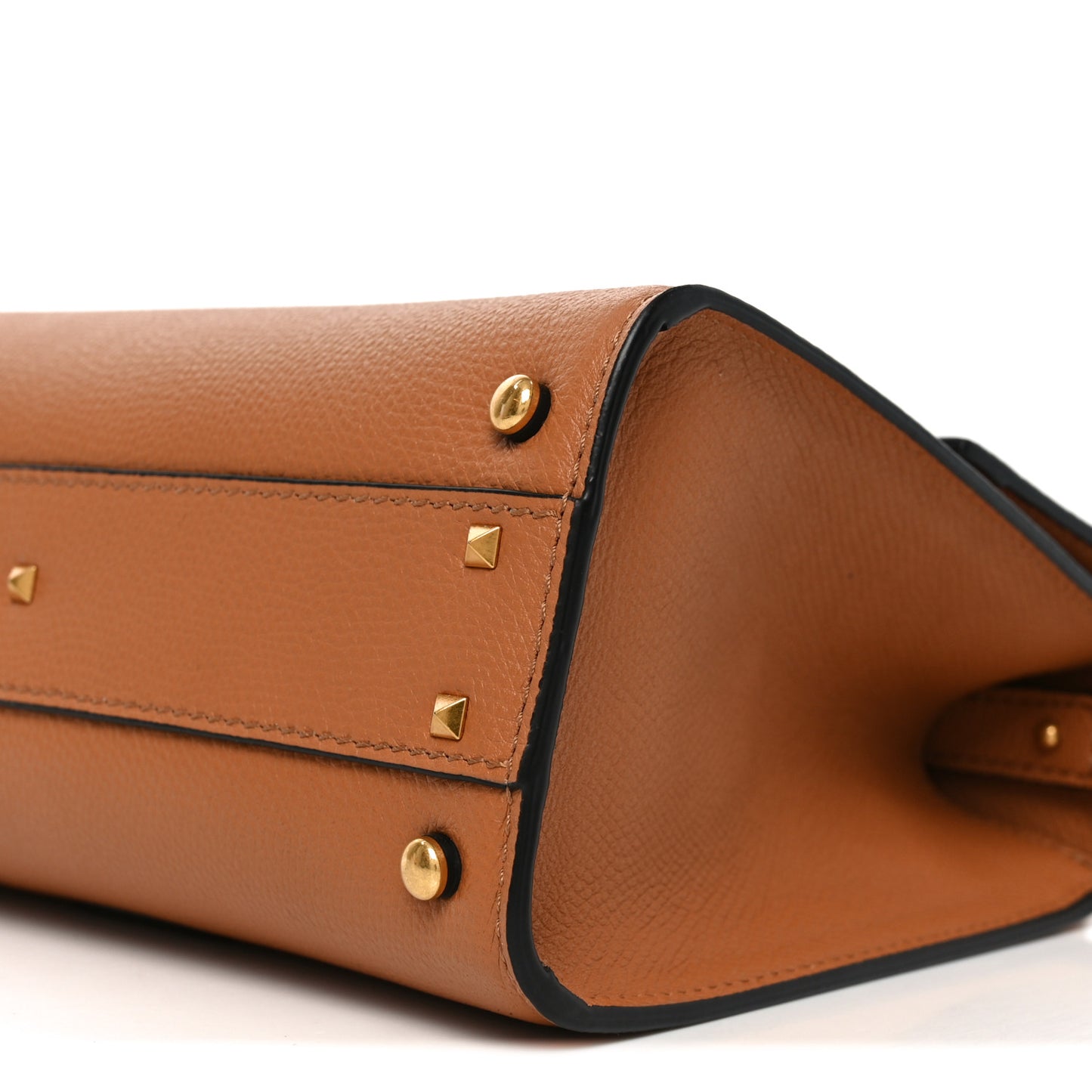 Grainy Calfskin Small VSling Top Handle Bag Almond Beige