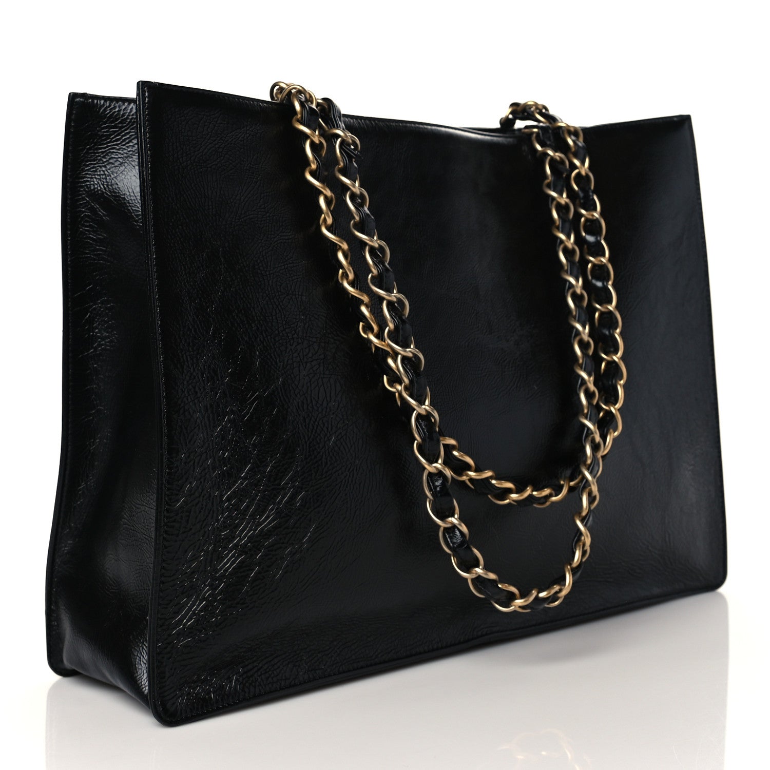 Chanel Shiny Aged Calfskin Shopping Bag Black 3 of 10