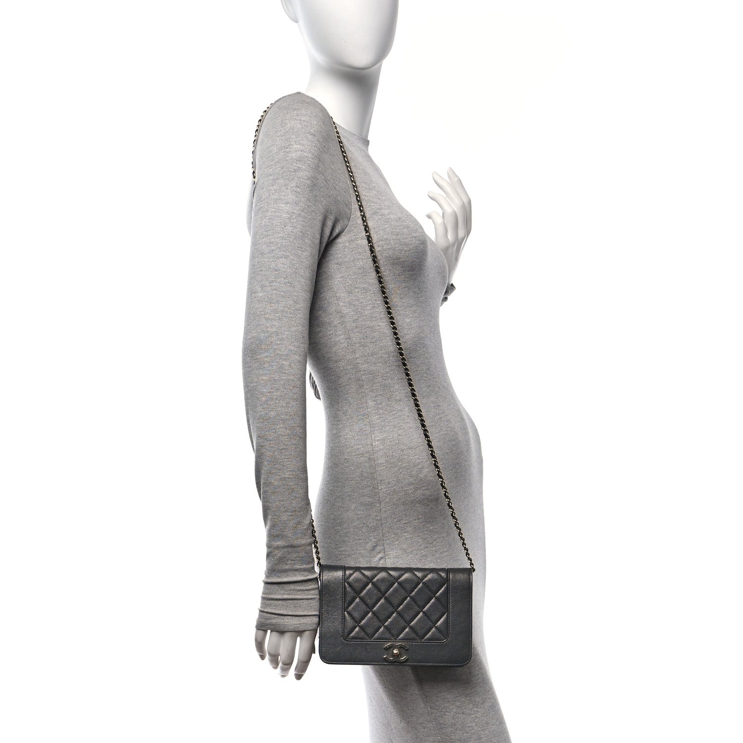 Chanel Sheepskin Quilted Mademoiselle Vintage Wallet On Chain WOC Ruthenium 2 of 12