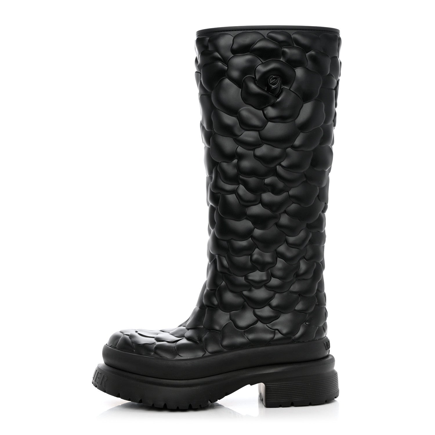 Valentino Garavani Rubber Atelier 03 Rose Edition 30/50mm Tall Rainboots 38 Black 1 of 10