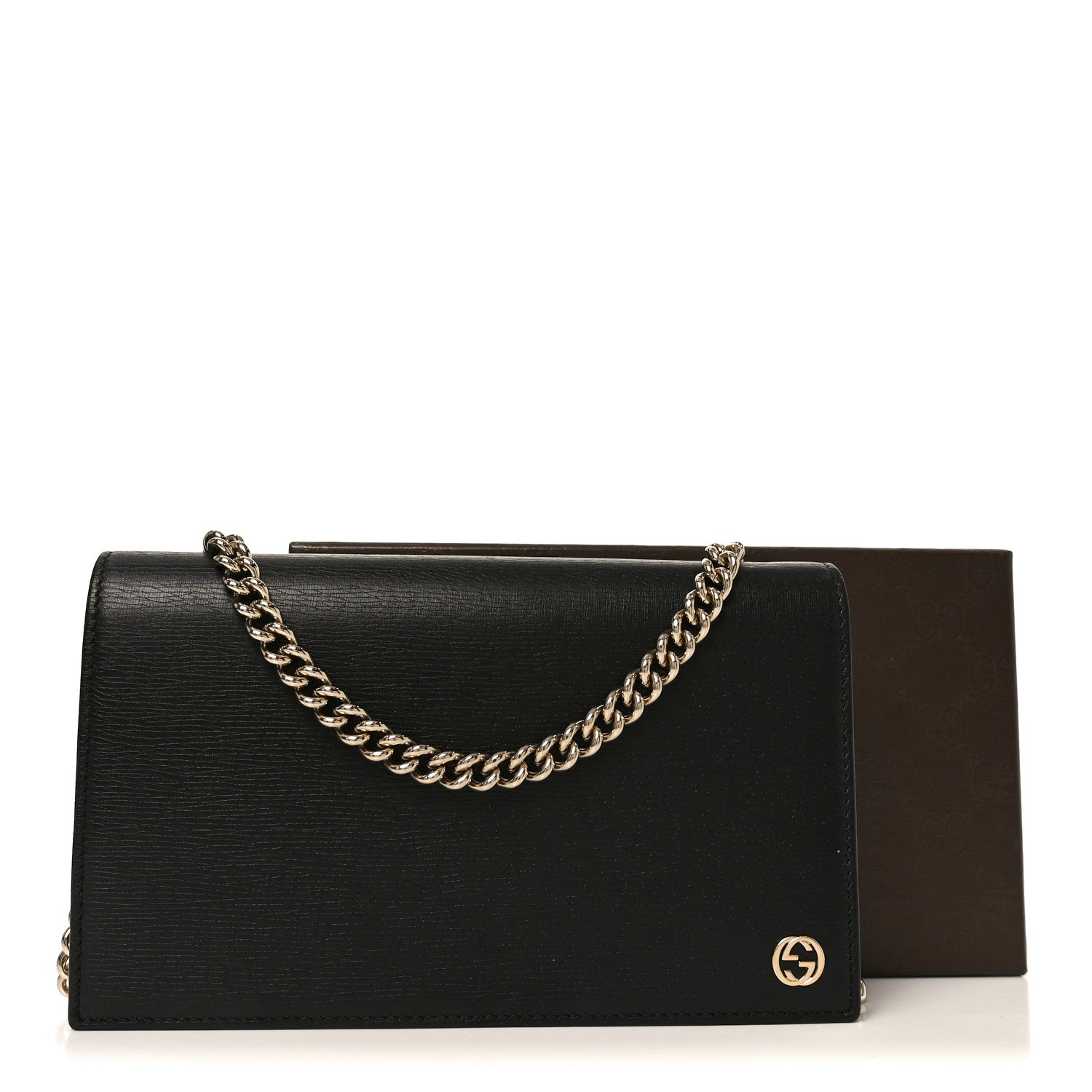 Gucci Textured Calfskin Medium Betty Chain Wallet Black 10 of 10