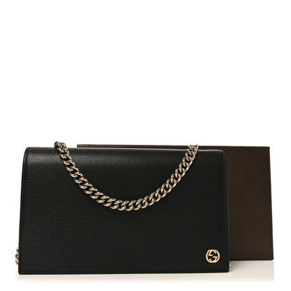 Gucci Textured Calfskin Medium Betty Chain Wallet Black 10 of 10