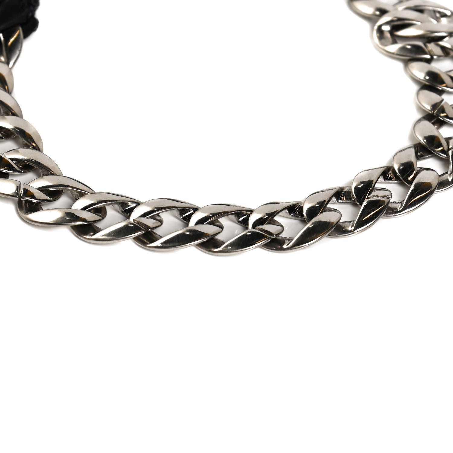 Chanel Canvas Chain CC Headband Black Silver 3 of 5