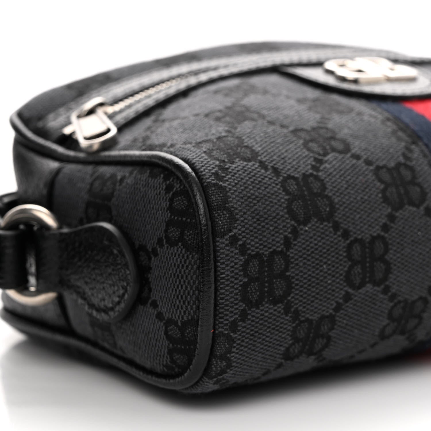 Gucci X BALENCIAGA BB Monogram Web Mini Ophidia Shoulder Bag Black 9 of 10