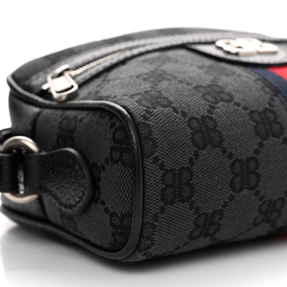 Gucci X BALENCIAGA BB Monogram Web Mini Ophidia Shoulder Bag Black 9 of 10