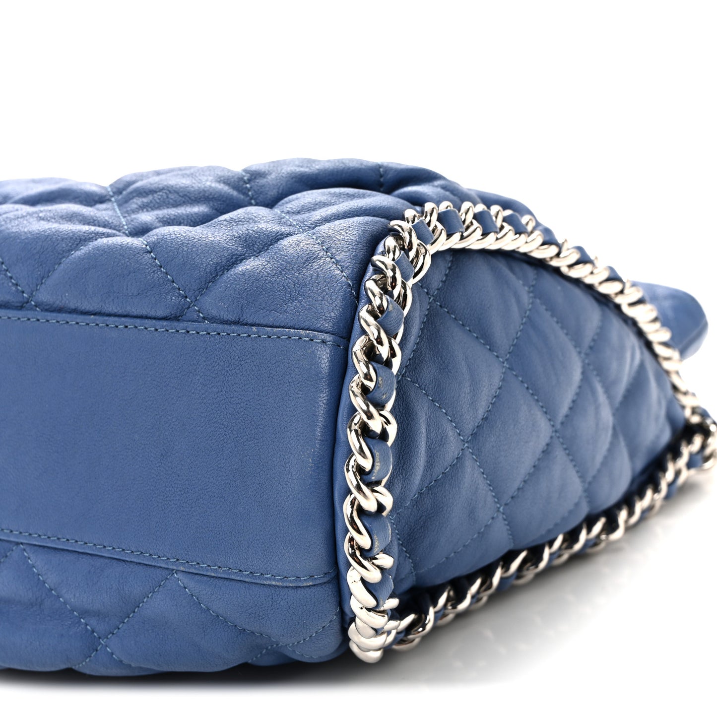 Washed Lambskin Chain Around Hobo Blue