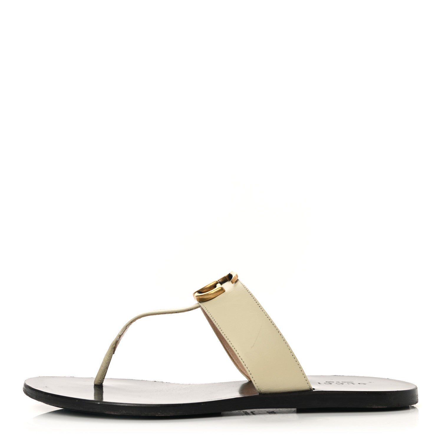 Gucci Calfskin GG Marmont Thong Sandals 36.5 Mystic White 1 of 12