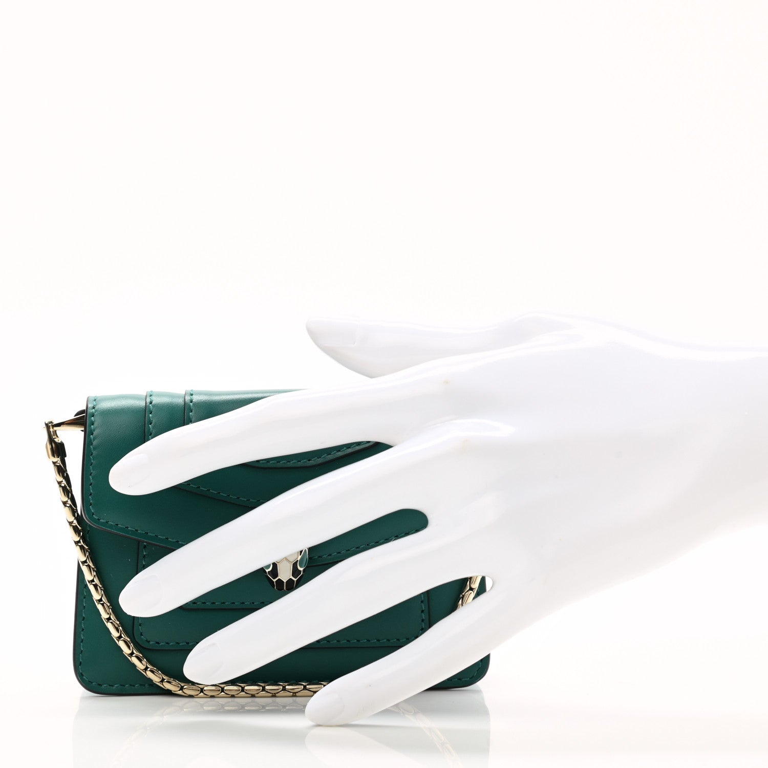 Bulgari Calfskin Serpenti Forever Miniature Bag Charm Emerald Green 2 of 8